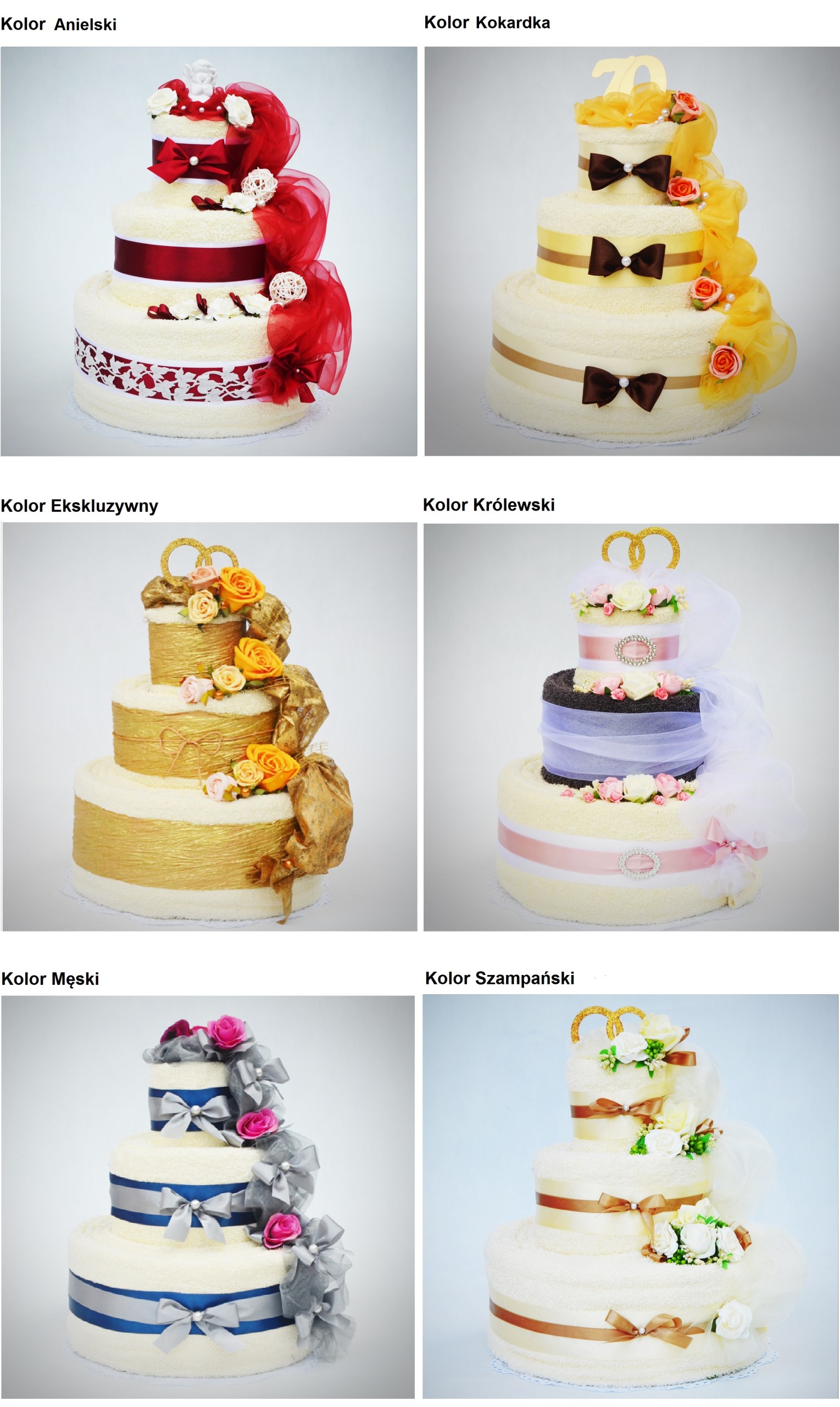 ORYGINALNY PREZENT Ślubny Tort z Ręczników HAFTY Marka FM