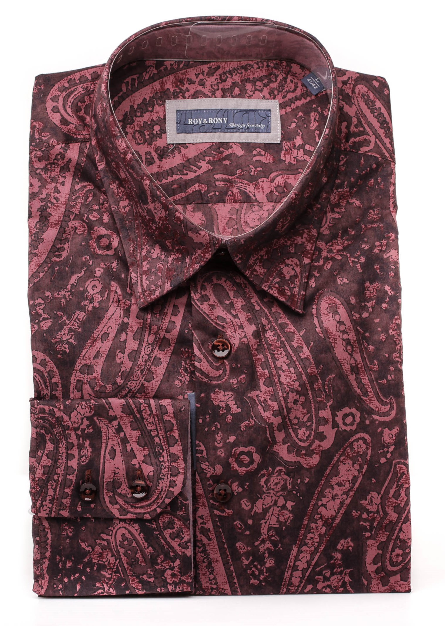 

Koszula męska XXL 45/46 slim fit paisley bordo