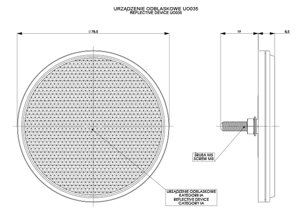 Odblask odblaski przyczepy okrągły śrubka BIAŁY Waga produktu z opakowaniem jednostkowym 0.3 kg