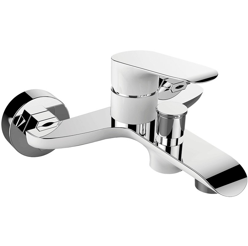 

Bateria Wannowa Ścienna Biała/chrom Komplet Kran