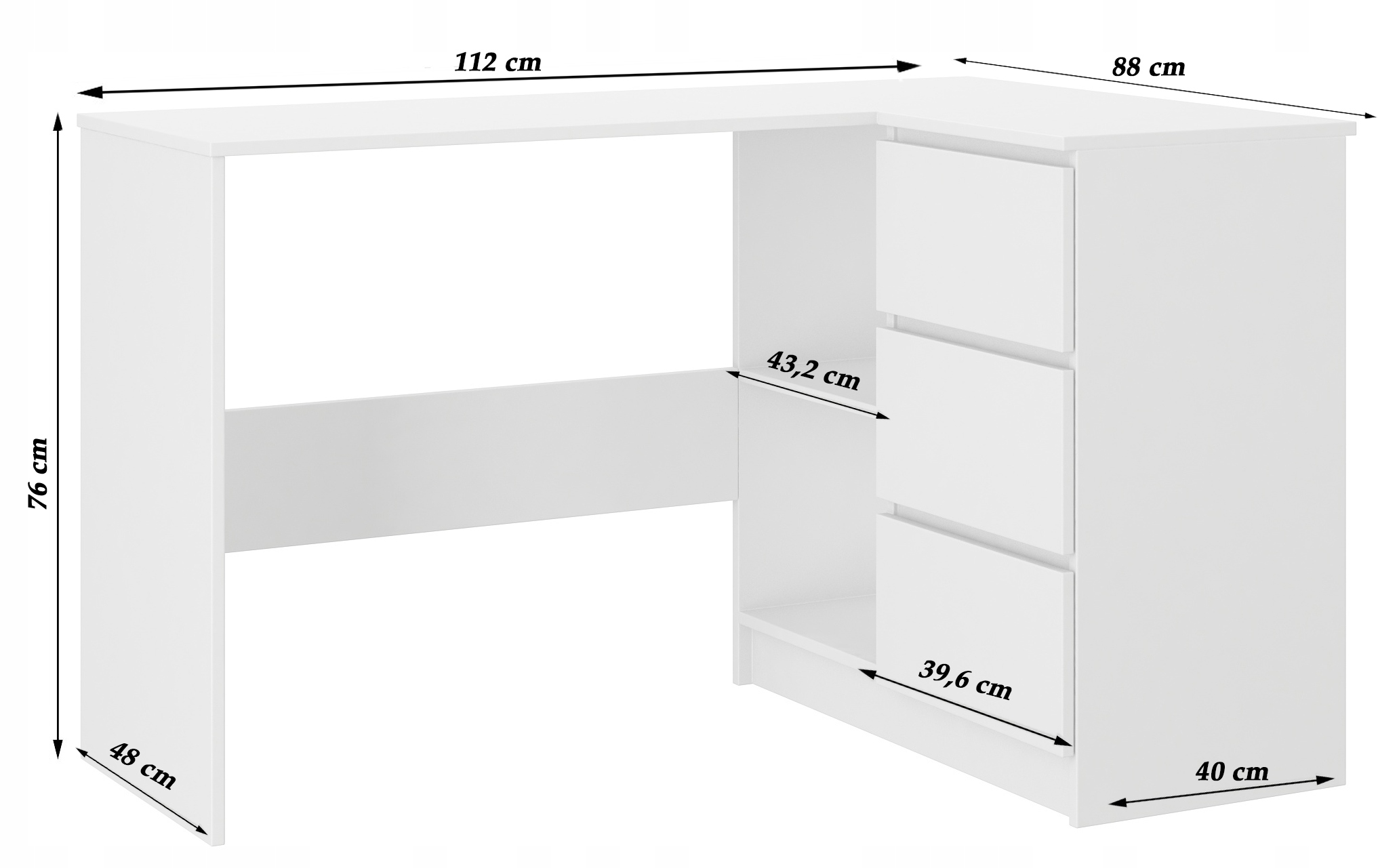 Мебель уголок стол компьютер правый белый n-4p