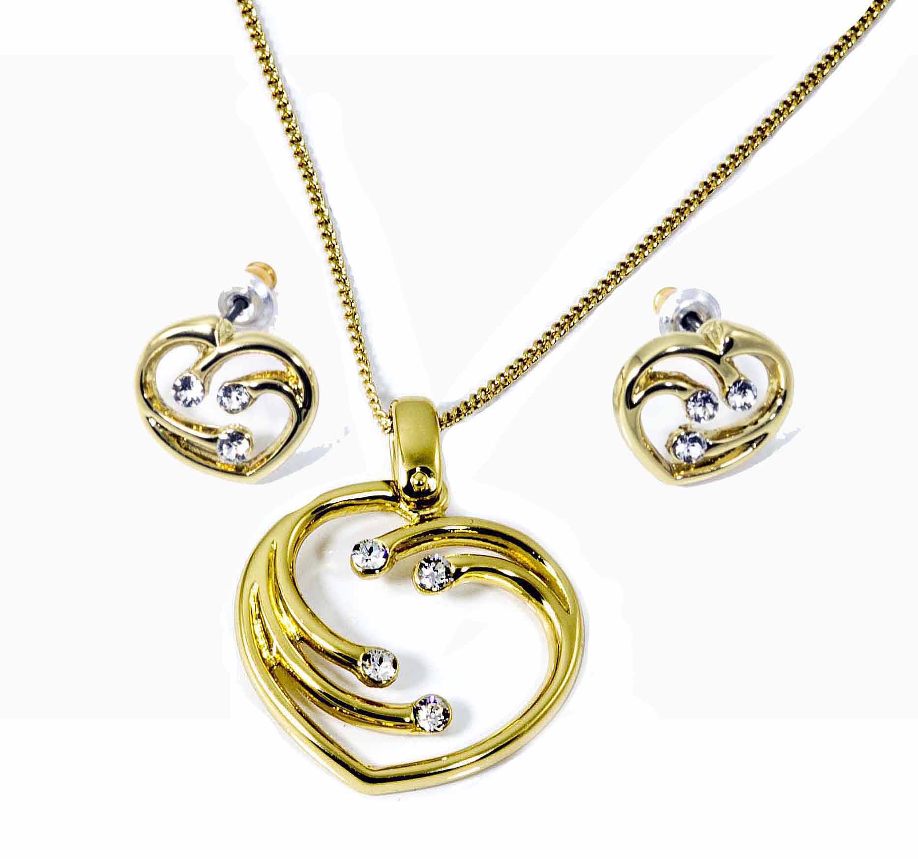 Zlatý Komplet Srdíčko Krystaly Swarovski Srdce