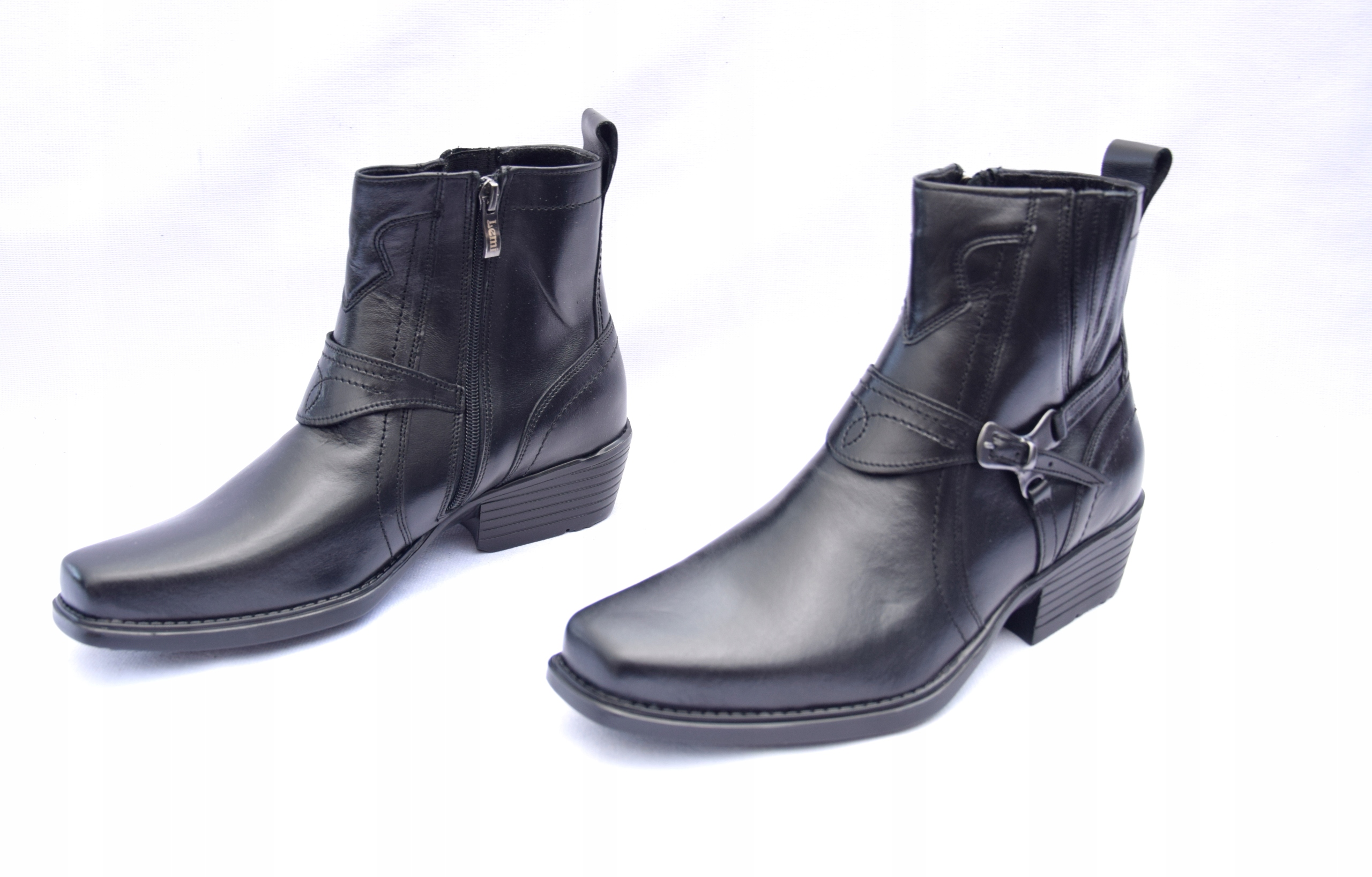 KOWBOJKI MĘSKIE SKÓRZANE DŁUGIE PL 680 Kolor czarny