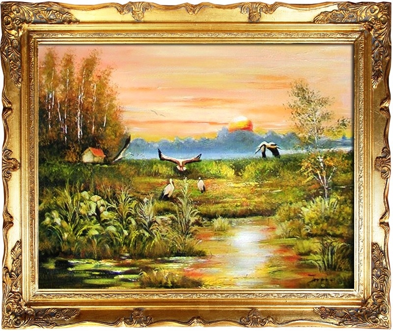 OBRAZ RĘCZNIE MALOWANY PEJZAŻ OLEJ PŁÓTNO 53x64 8343757754