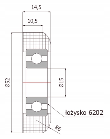 ROLKA POLIAMIDOWA 52mm do wózka bramowego R-52,5 Kod producenta R-52,5