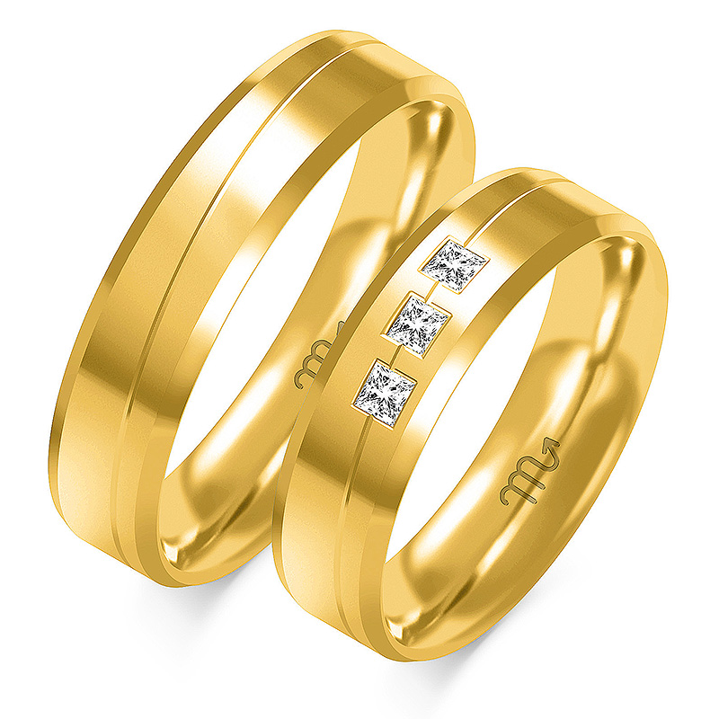 Zlaté snubní prsteny Premium s diamanty Model OE-347Z
