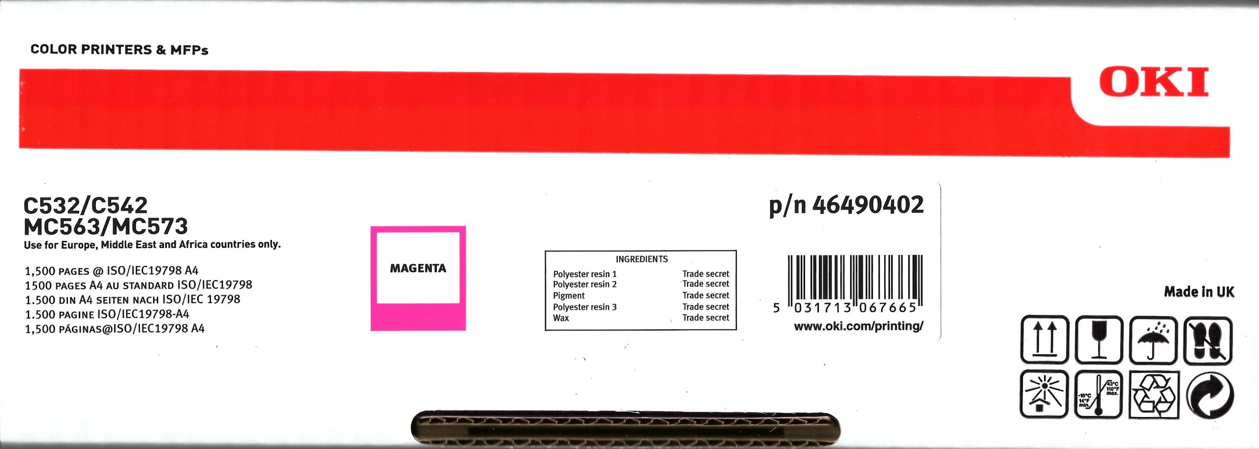 

Toner Oki C532/C542/MC563/MC573 Magenta 46490402