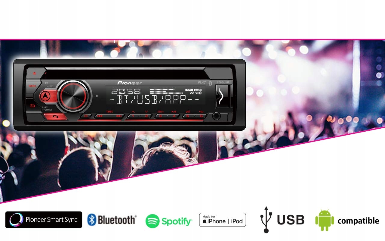 PIONEER DEH-S410BT RADIO SAMOCHODOWE BT MP3 USB Kod producenta DEH-S420BT