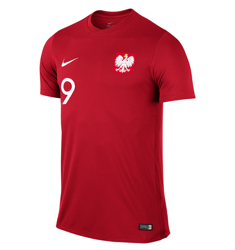 KOSZULKA NIKE POLSKA LEWANDOWSKI 2018 S Rękaw krótki rękaw