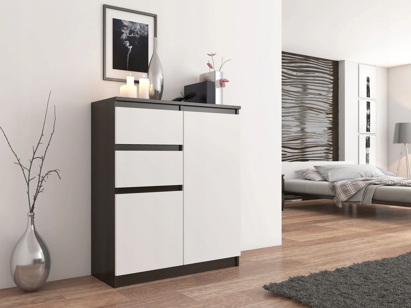 KOMODA 98CM SZAFKA 2 SZUFLADY WENGE MIX Marka Mobene