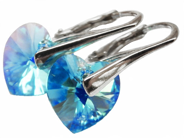 

Kolczyki Swarovski Serce Heart 10mm Aquamarine Ab