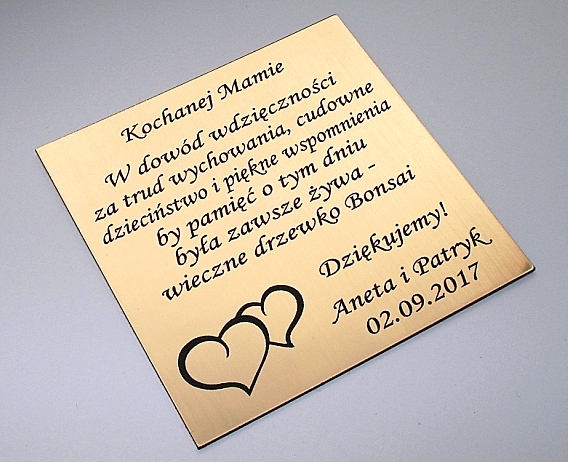 

Tabliczka 10x10 z dedykacją do naklejenia Grawer
