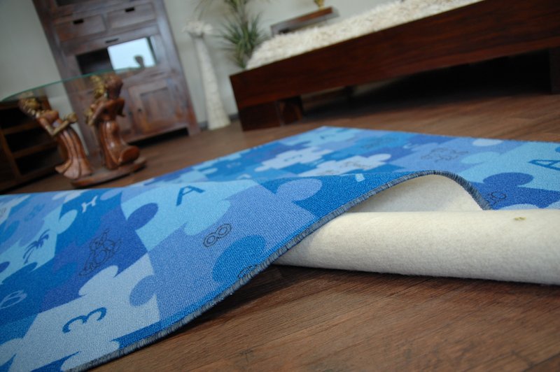 DYWAN DZIECIĘCY 55x120 cm PUZZLE niebieski CHŁOPCA #EE1564 Rodzaj saxon