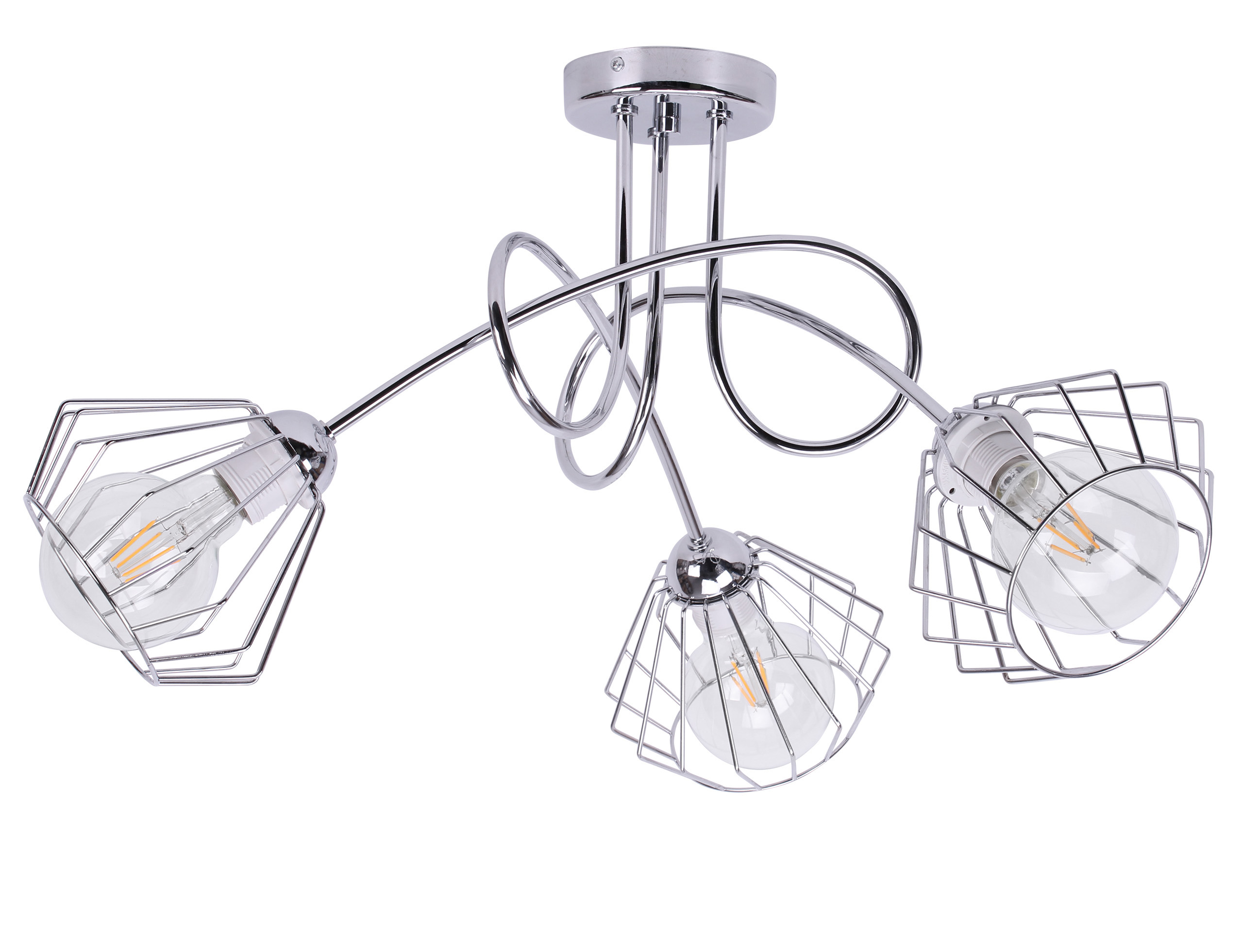 Závěsné Stropní Svítidlo Lustr Trojitý Stříbrný Chrom Loft Glamour Obývací Pokoj