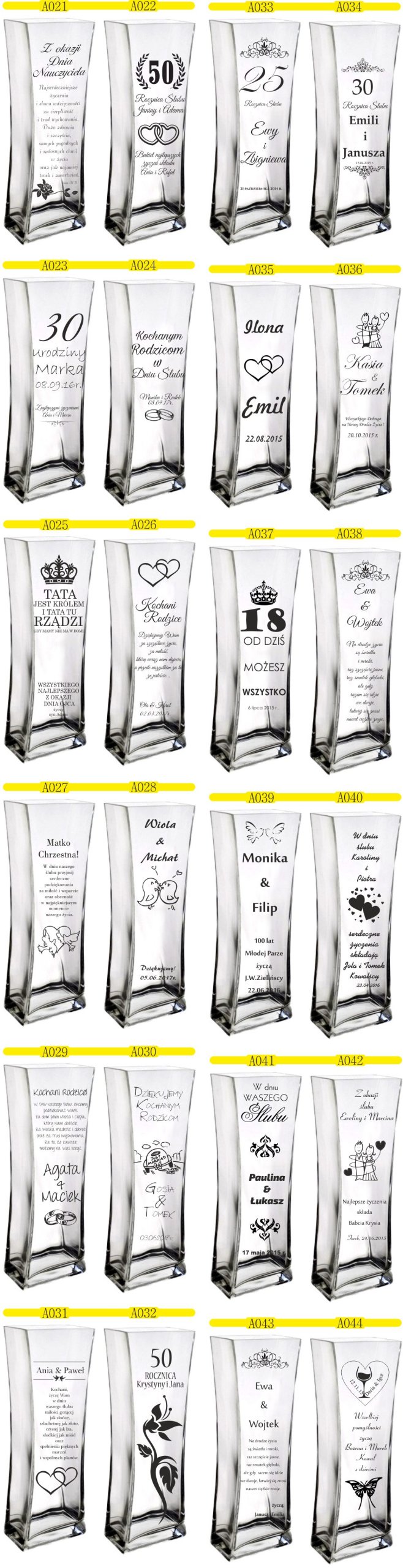 Wazon z grawerem na PREZENT ŚLUB ROCZNICA Marka inny