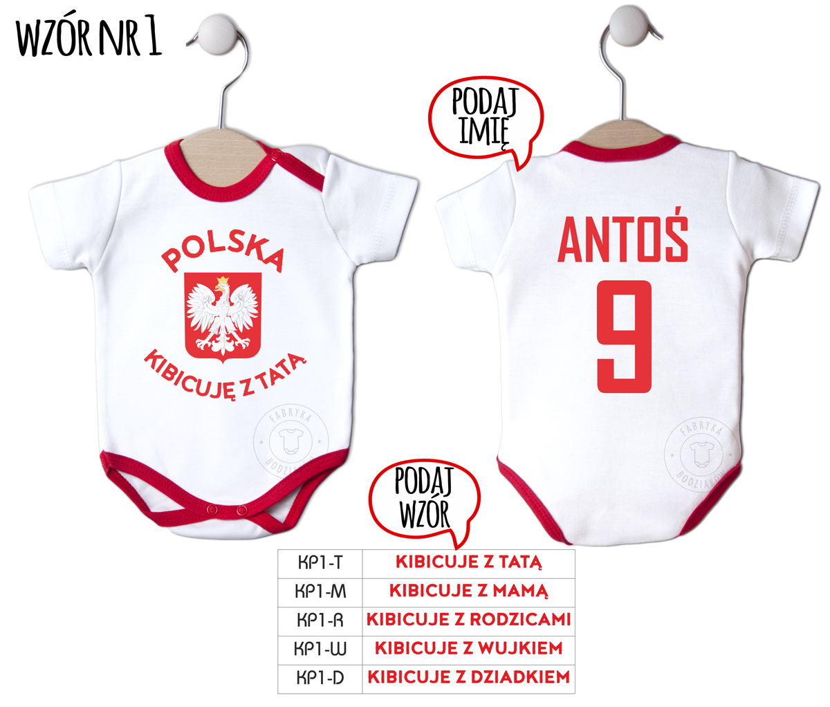 BODY KIBIC POLSKA DWUSTRONNY NADRUK KR. RĘKAW 74 Wiek dziecka 3 m +