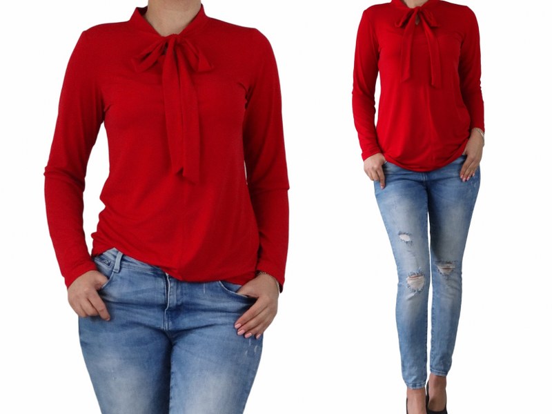 

Elegancka Czerwona Bluzka Z Kokarda tu48 (34-56)