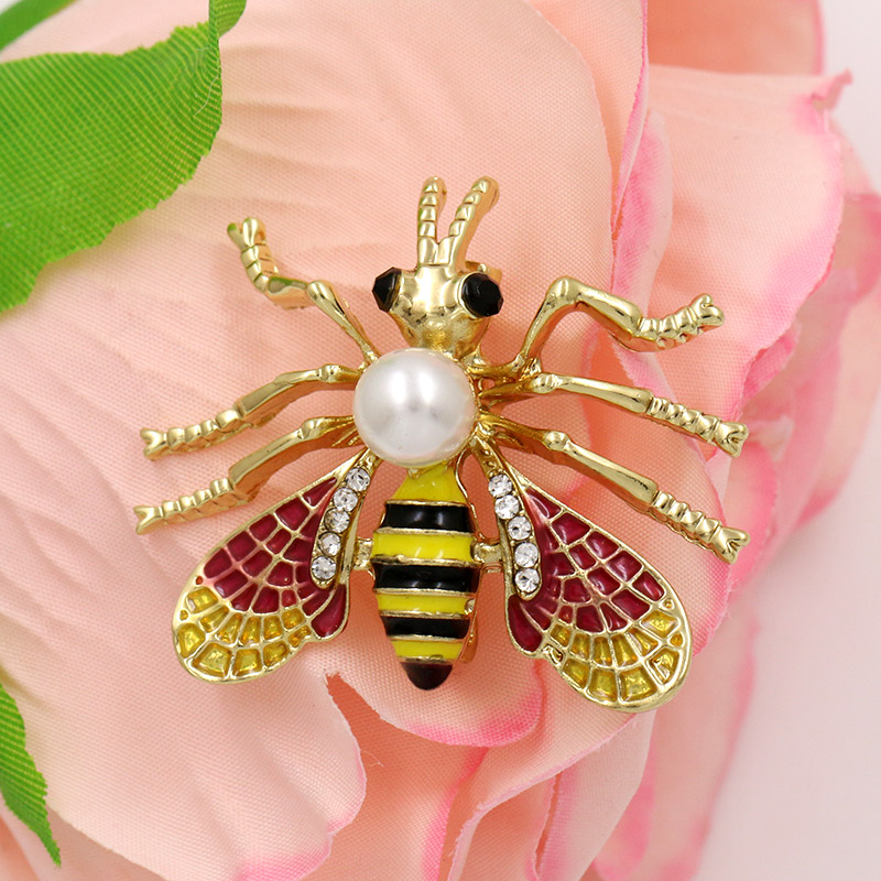 -% BROSZKA OWAD OSA PSZCZOŁA Z PERŁĄ ŻÓŁTA EMALIA Marka Inna marka
