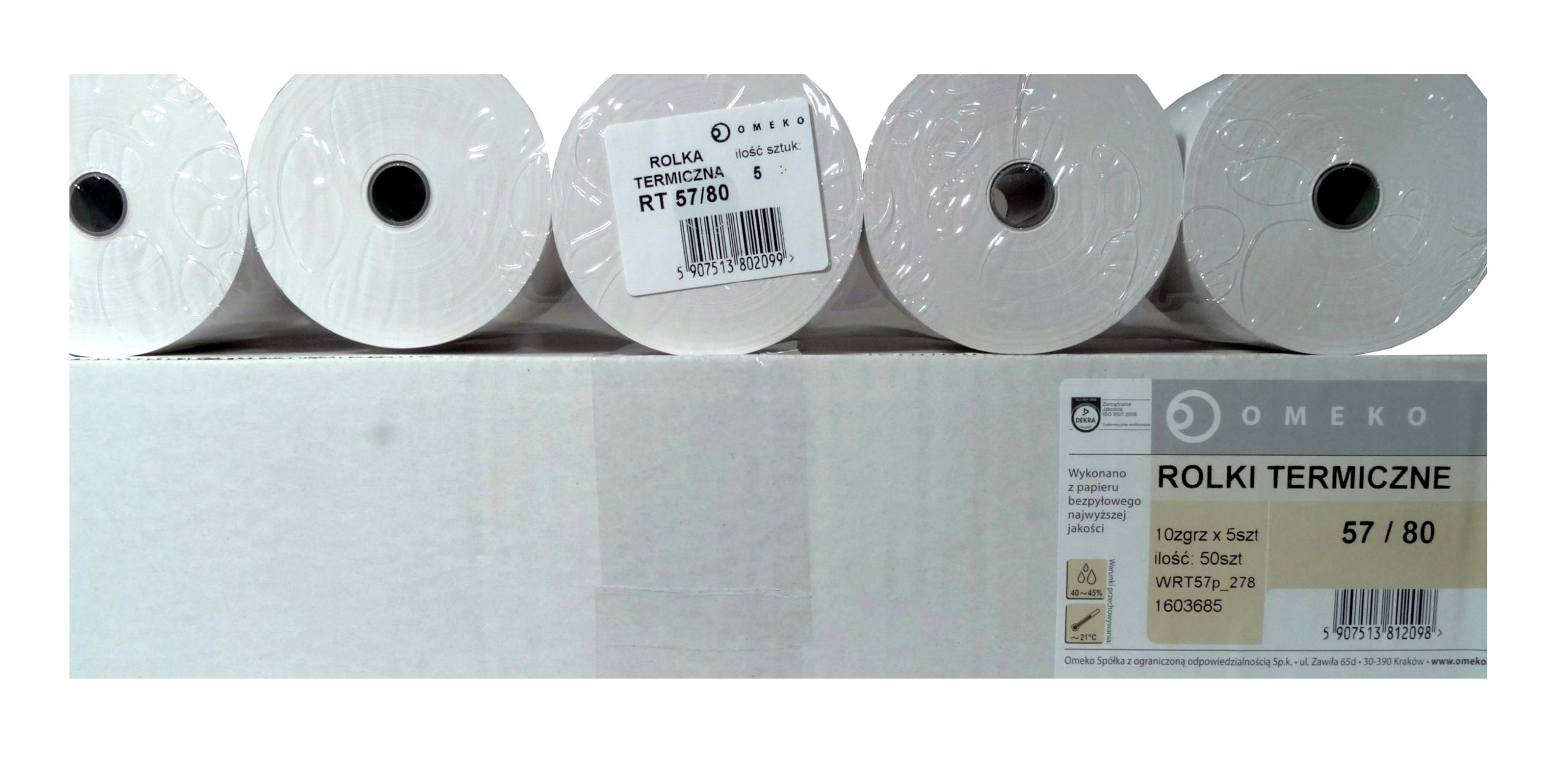 

Rolki Termiczne 57x80 Do Kasy. 5 Sztuk
