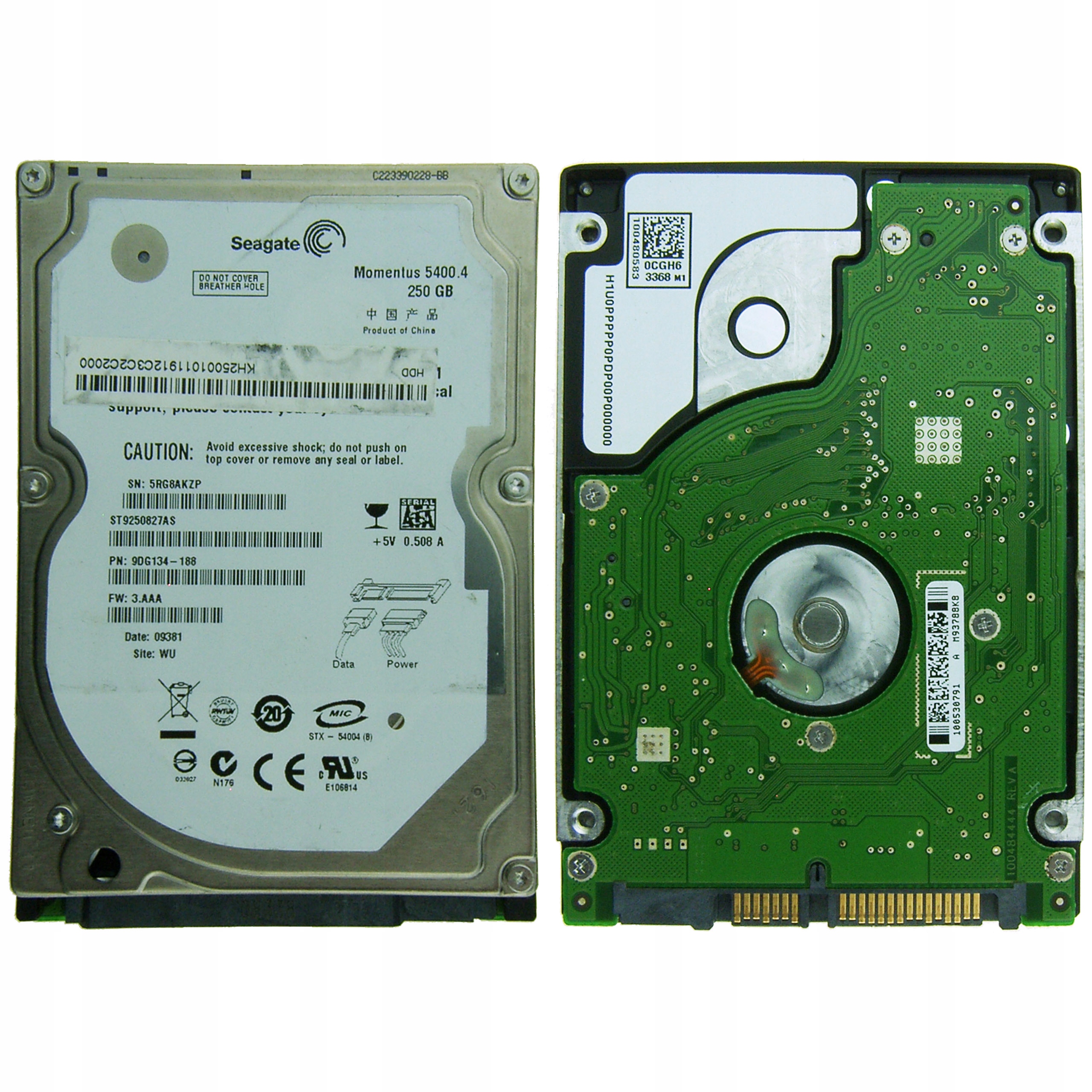 SEAGATE ST9250827AS | FW 3.AAA | nezistené 4dX