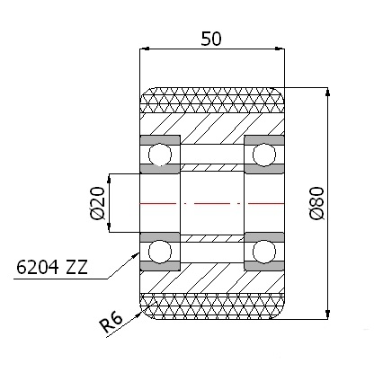 ROLKA ROLKI DO WÓZKA PALETOWEGO PALECIAKA 80x50, otwór: 20mm nośność: 400kg Kod producenta RAP-80-50