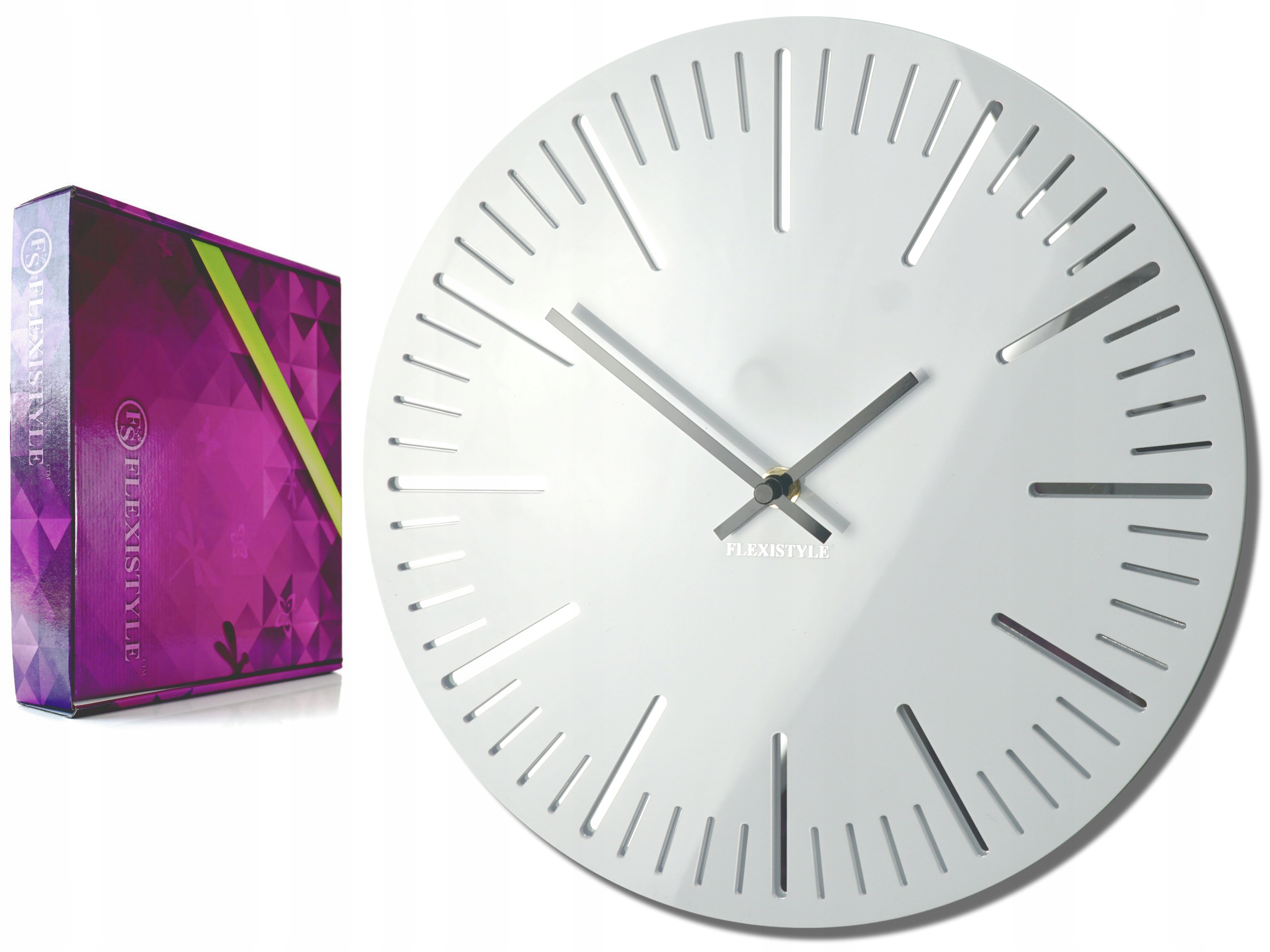 Velký moderní nástěnný hodinový stroj Trim pure white Pl