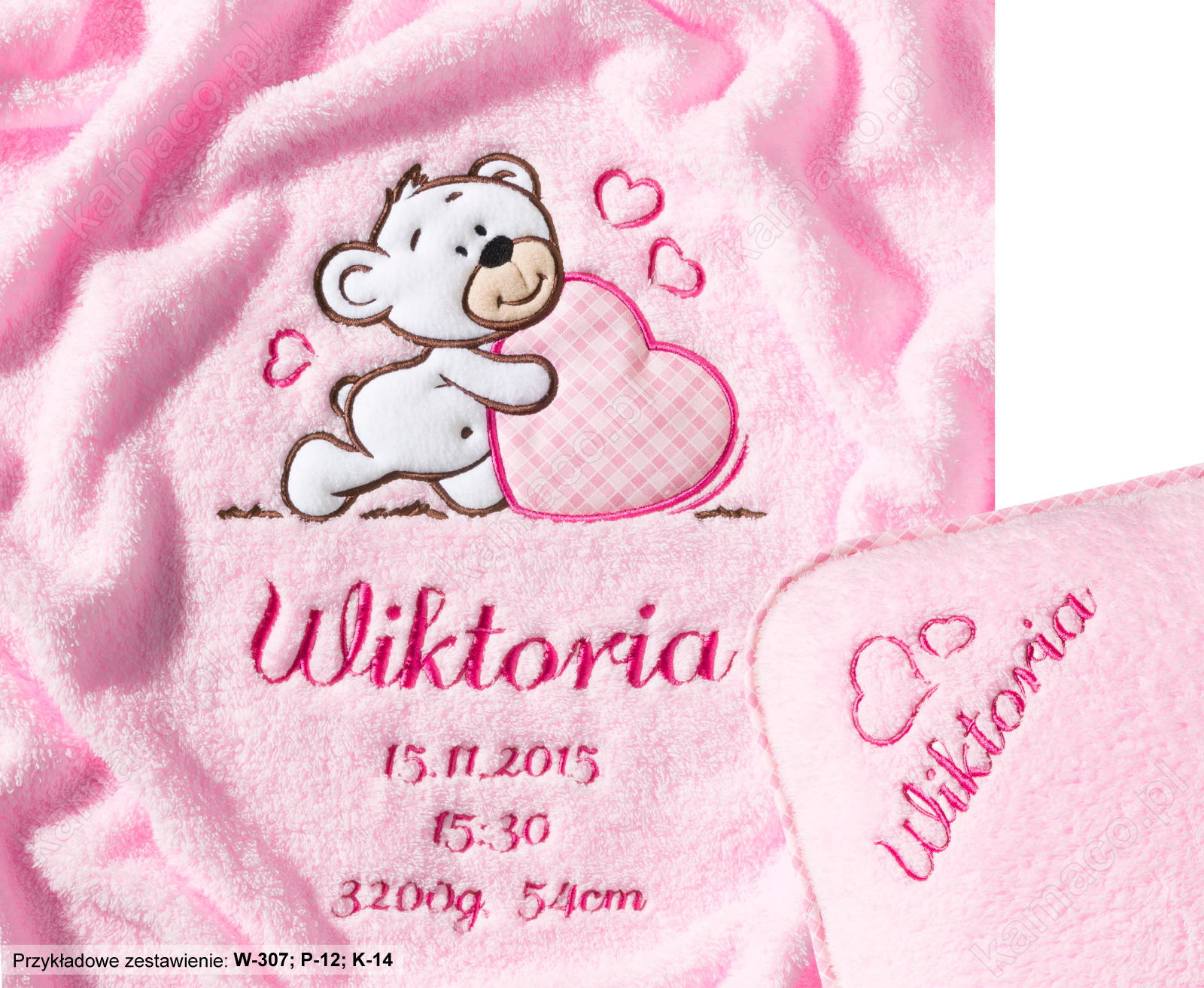 DWUWARSTWOWY Długowłosy Kocyk HAFT IMIĘ + PODUSIA Marka inna marka