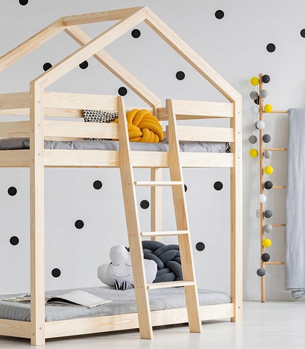 ŁÓŻKO PIĘTROWE DOMEK DREWNIANY == DZIECI MŁODZIEŻY Kod producenta HQ478