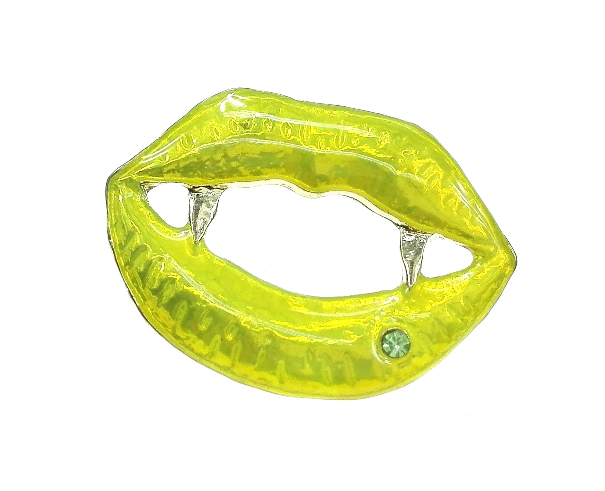

Broszka usta wampira halloween żółty neon