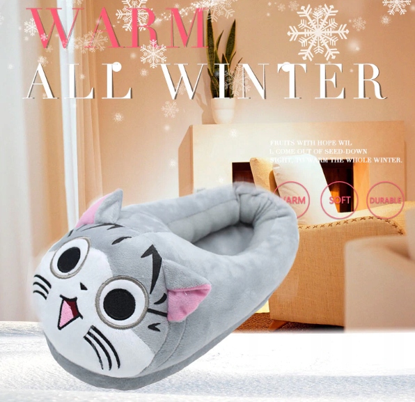 ZIMOWE KAPCIE DOMOWE PANTOFLE PEŁNE KOT PLUSZOWE Kod producenta ASQX12