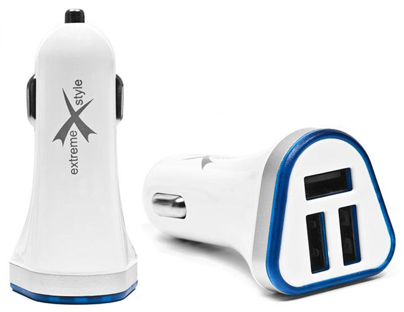 

Ładowarka samochodowa eXtreme 3xUSB 3.1A biała