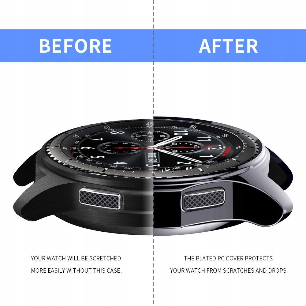 SZARE BŁYSZCZĄCE ETUI do SAMSUNG GEAR S3 FRONTIER Materiał tworzywo sztuczne