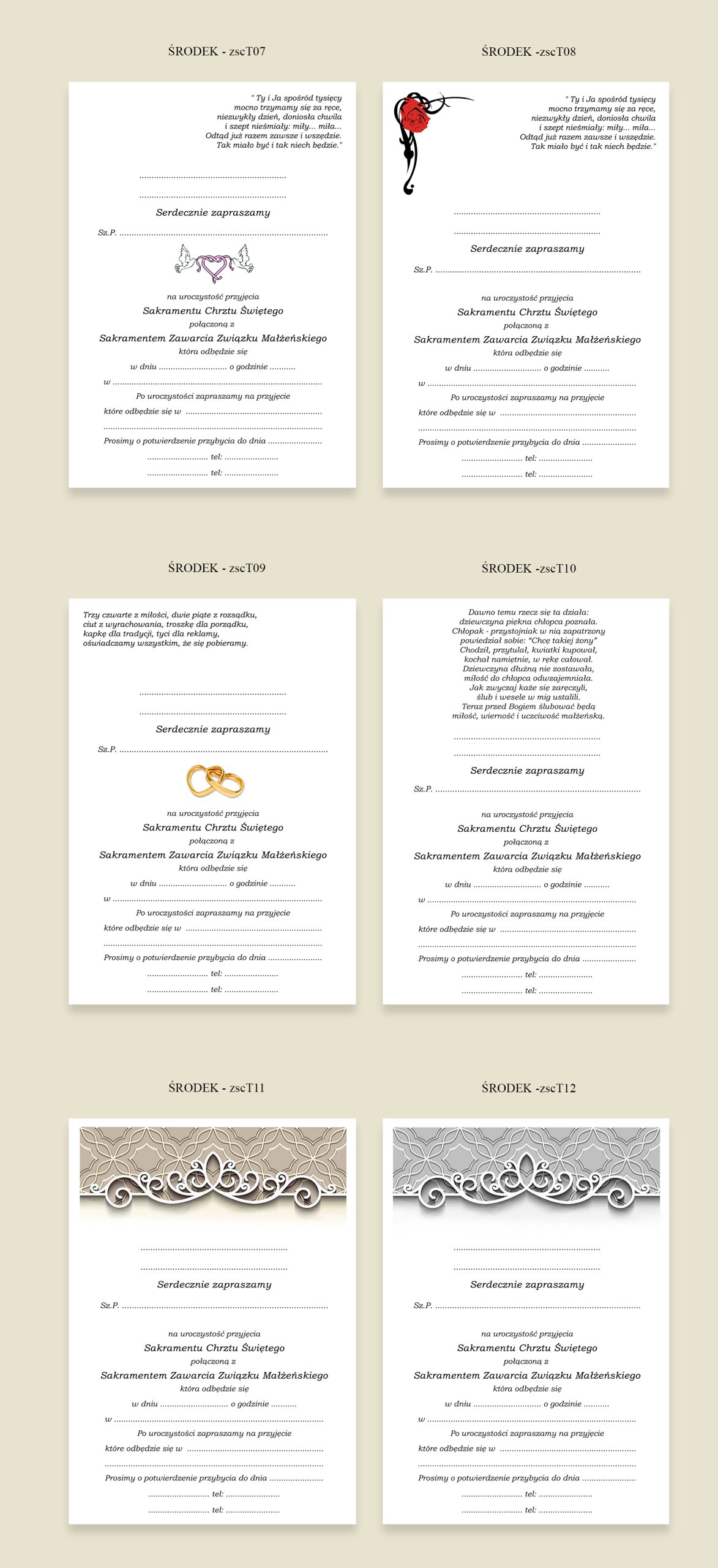 Zaproszenia na CHRZEST i ŚLUB 2 w 1 + KOPERTA Zdobienie brak