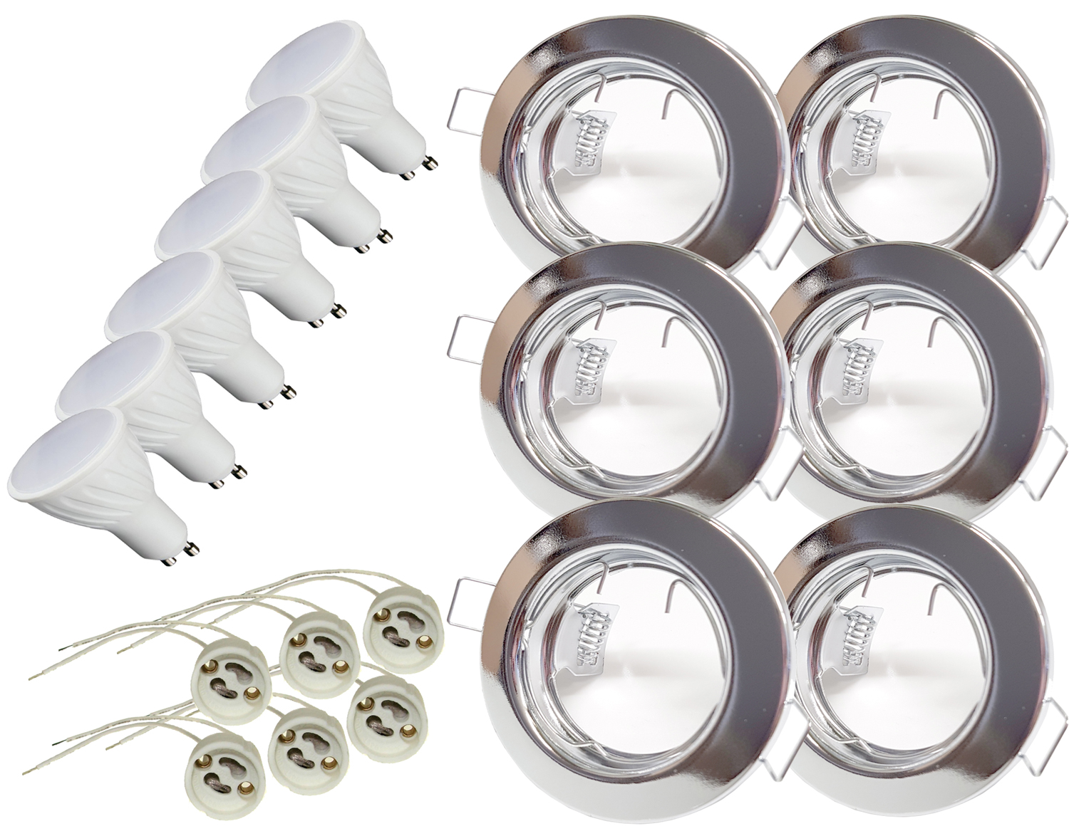 

Zestaw 6xLED GU10 5W Oprawa halogen Chrom Okrągła