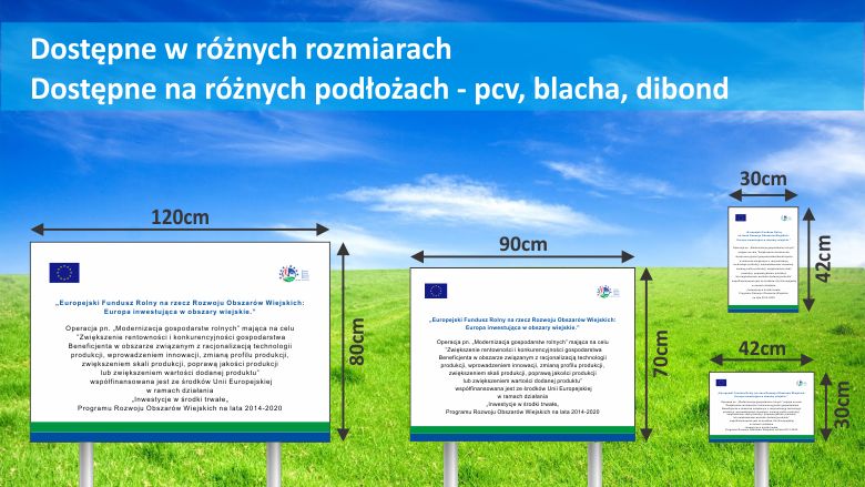Tablica unijna PROW 2014-2020 120x80cm ARiMR ue eu Rodzaj tablicy drukowane naklejane