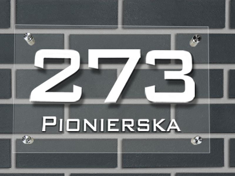 TABLICZKA ADRESOWA, NUMER NA DOM 40x35 z PLEXI 5mm DYSTANSE Marka Select