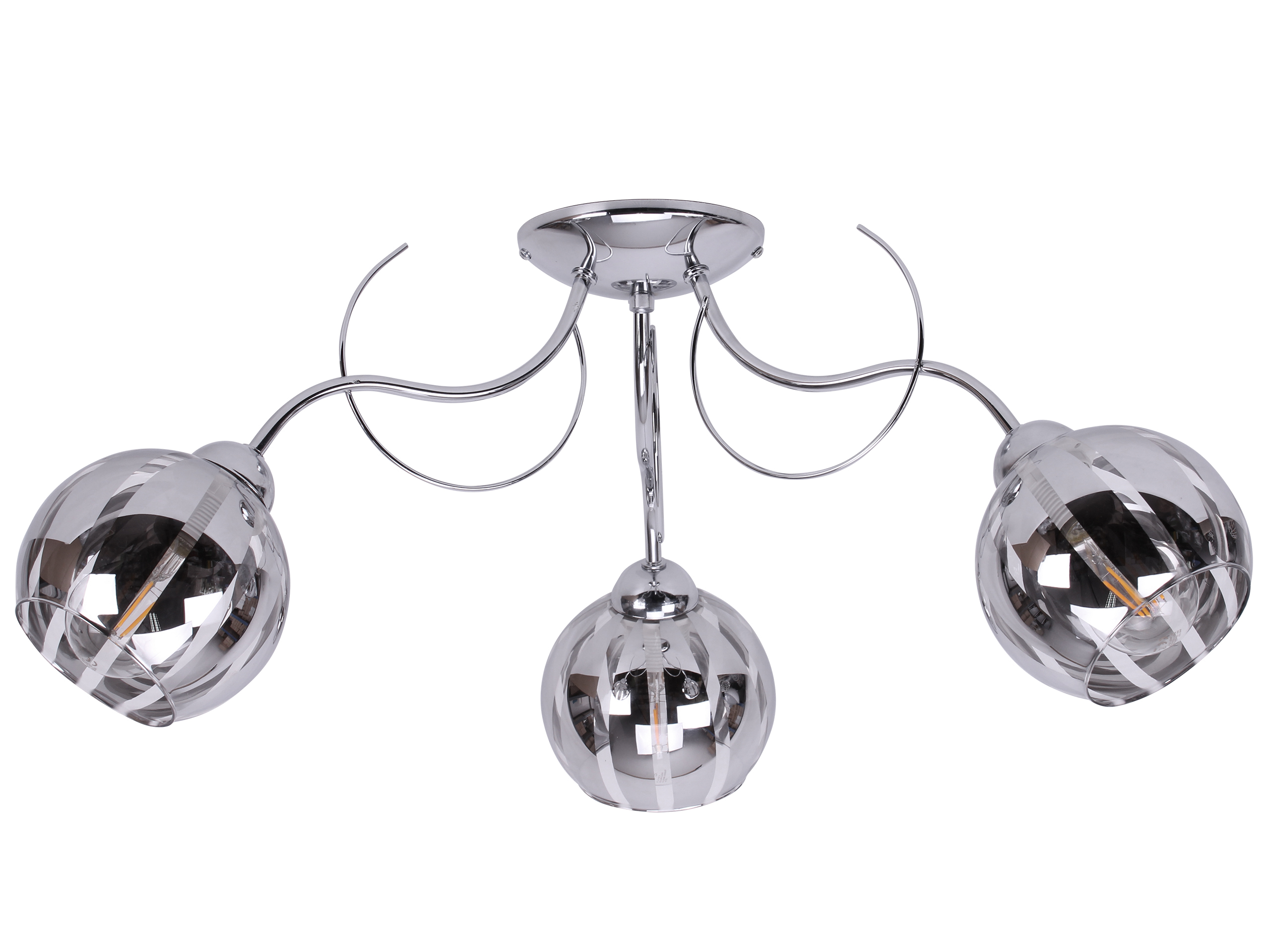 Lampa Sufitowa Wisząca Żyrandol Potrójna Szklana Chrom Loft Glamour Kule