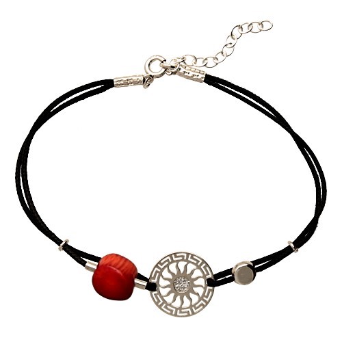 

Bransoletka Srebrna 925 Celebrytka Naturalny Koral