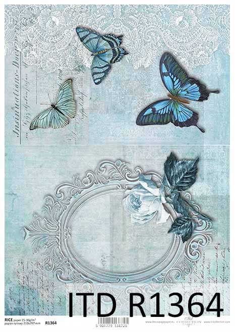 Papier Ryżowy R1364 z włoskami A4 decoupage