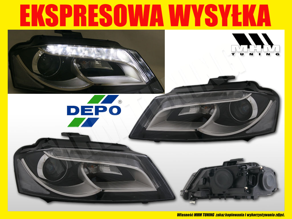 REFLEKTOR LAMPA XENON LOOK LED AUDI A3 8P0 LIFT Strona zabudowy lewe + prawe