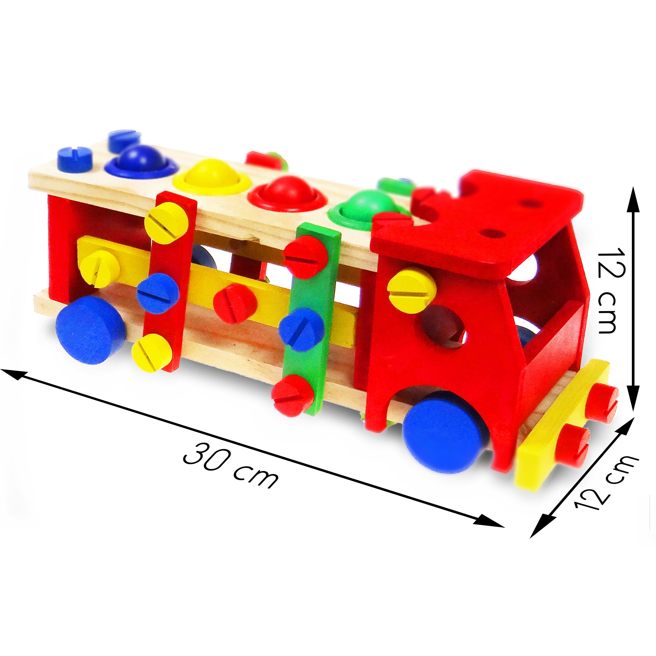AUTO DREWNIANE DO ROZKRĘCANIA, KLOCKI +MŁOTEK Bohater inny