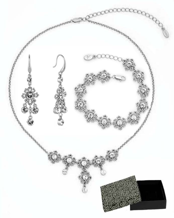 

Komplet Biżuterii Srebrny Złoty Swarovski Colibra