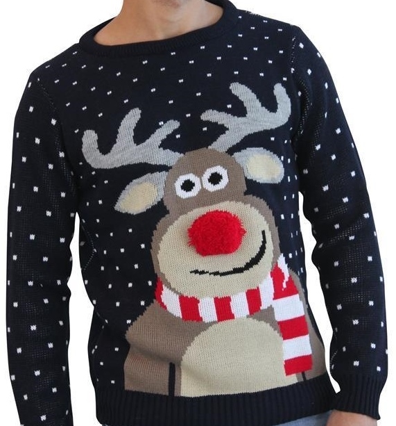 MĘSKI ŚWIĄTECZNY SWETER Z RENIFEREM NOS 3D XXL Rozmiar XXL