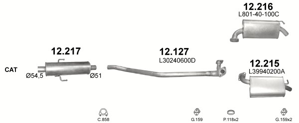 Tłumik końcowy Mazda 6 poj.2,0+2,3 lewy od 02r. Producent części Polmostrów