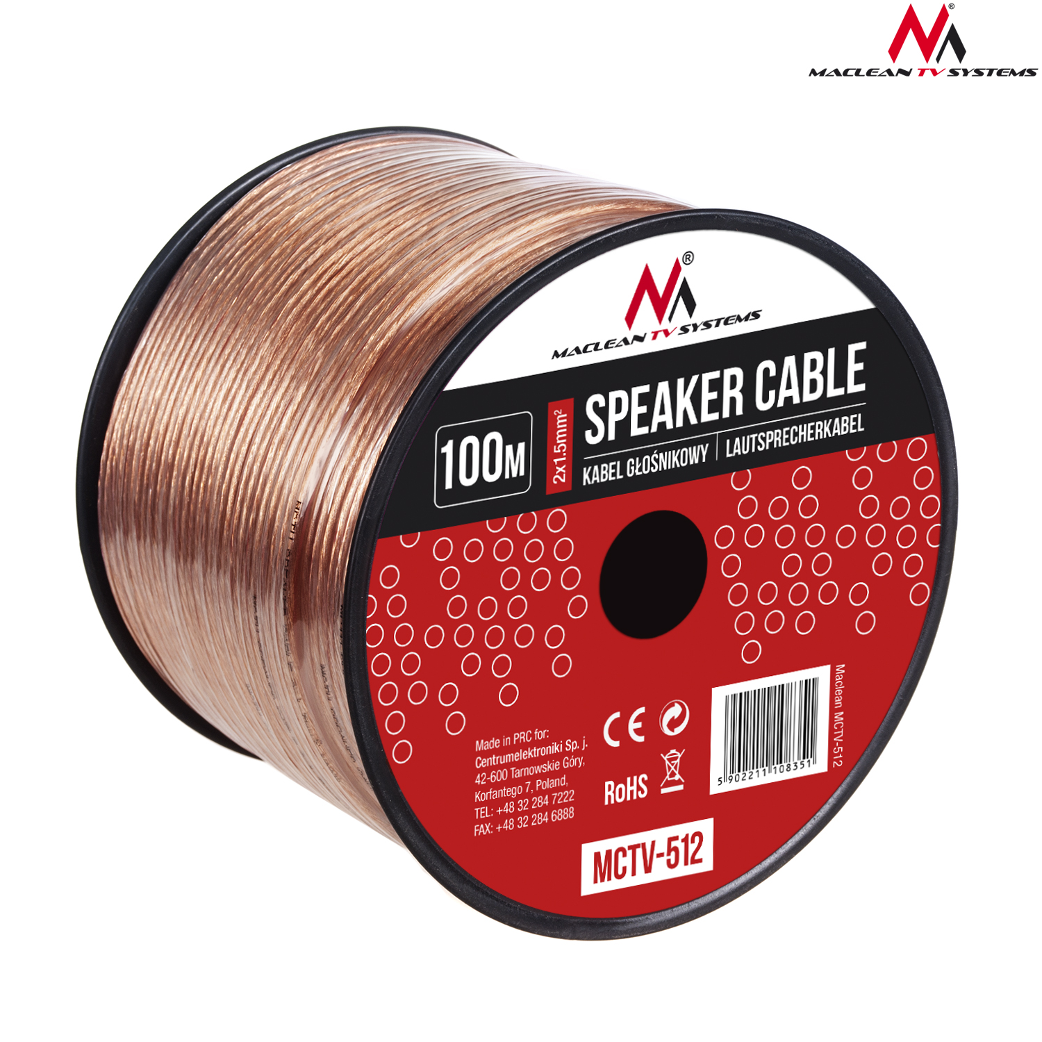 

Kabel Przewód Głośnikowy 2x1,5mm Cca Ofc 100m