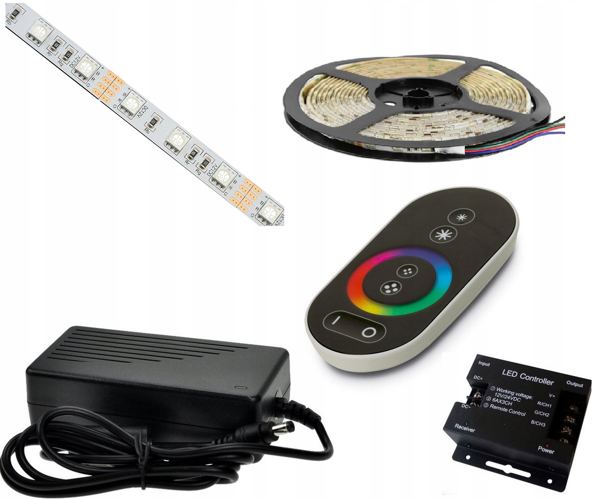 

Zestaw 3m Tasma Led Rgb 5050 Pilot Dotykowy Zas B