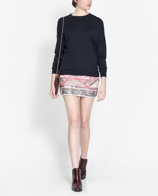 ZARA SPÓDNICZKA MINI ETNICA KORALIKI S Wzór dominujący aztecki