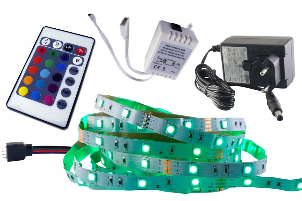 

Zestaw taśma Led Smd Rgb 5050 sterownik pilot 2m