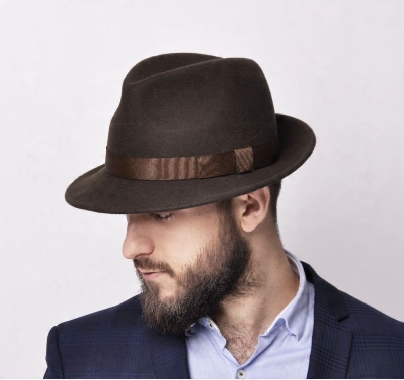 

Kapelusz fedora Frank 100% wełna 62 brąz
