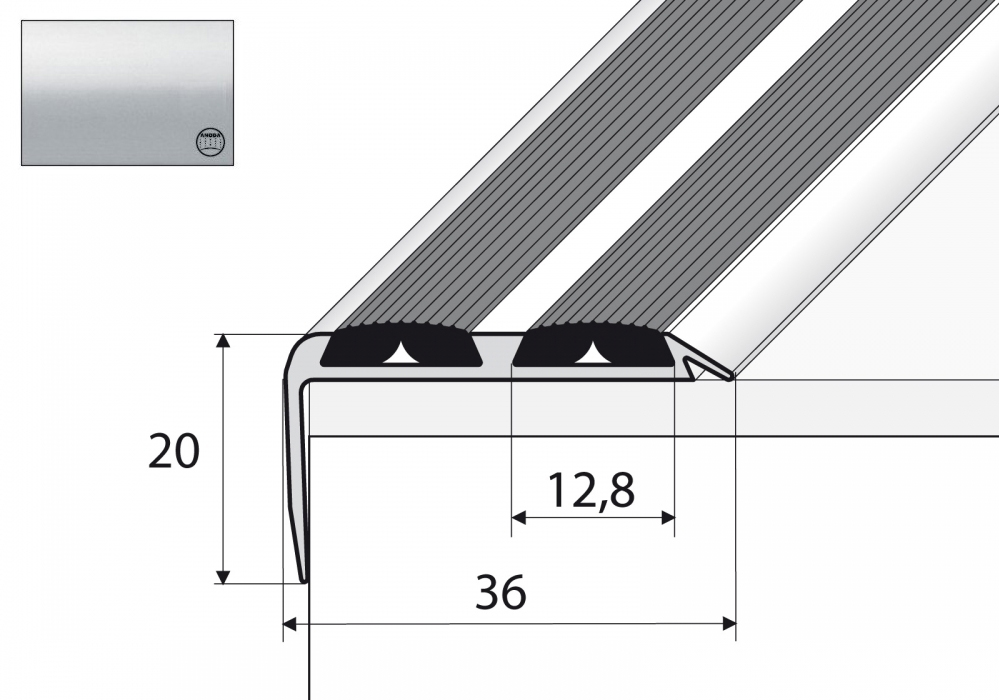 

Listwa schodowa A37N antypoślizgowa 120cm Srebro